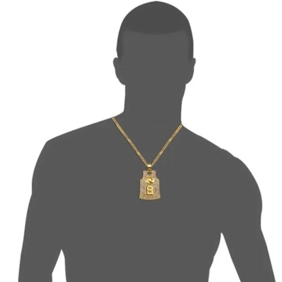 Gold Plated Iced Out #8 Kobe Bryant Los Angeles Lakers Jersey Pendant Necklace - Picture 5 of 5